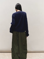 Wool V-Neck Buckle-Panel Sweater