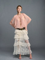 Off-White Tiered Lace Skirt
