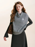 Cream & Gray Wool Knit Vest