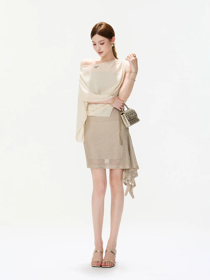 Off-Shoulder Cape Dress