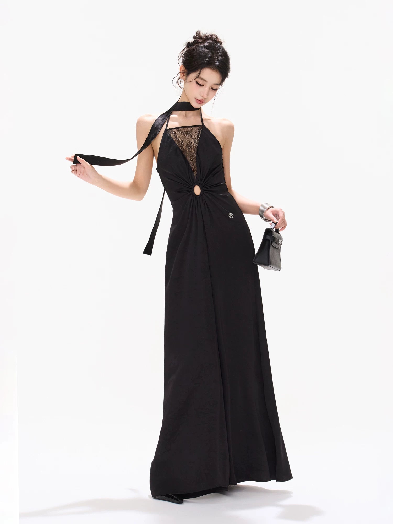 Deep V Satin Maxi Dress