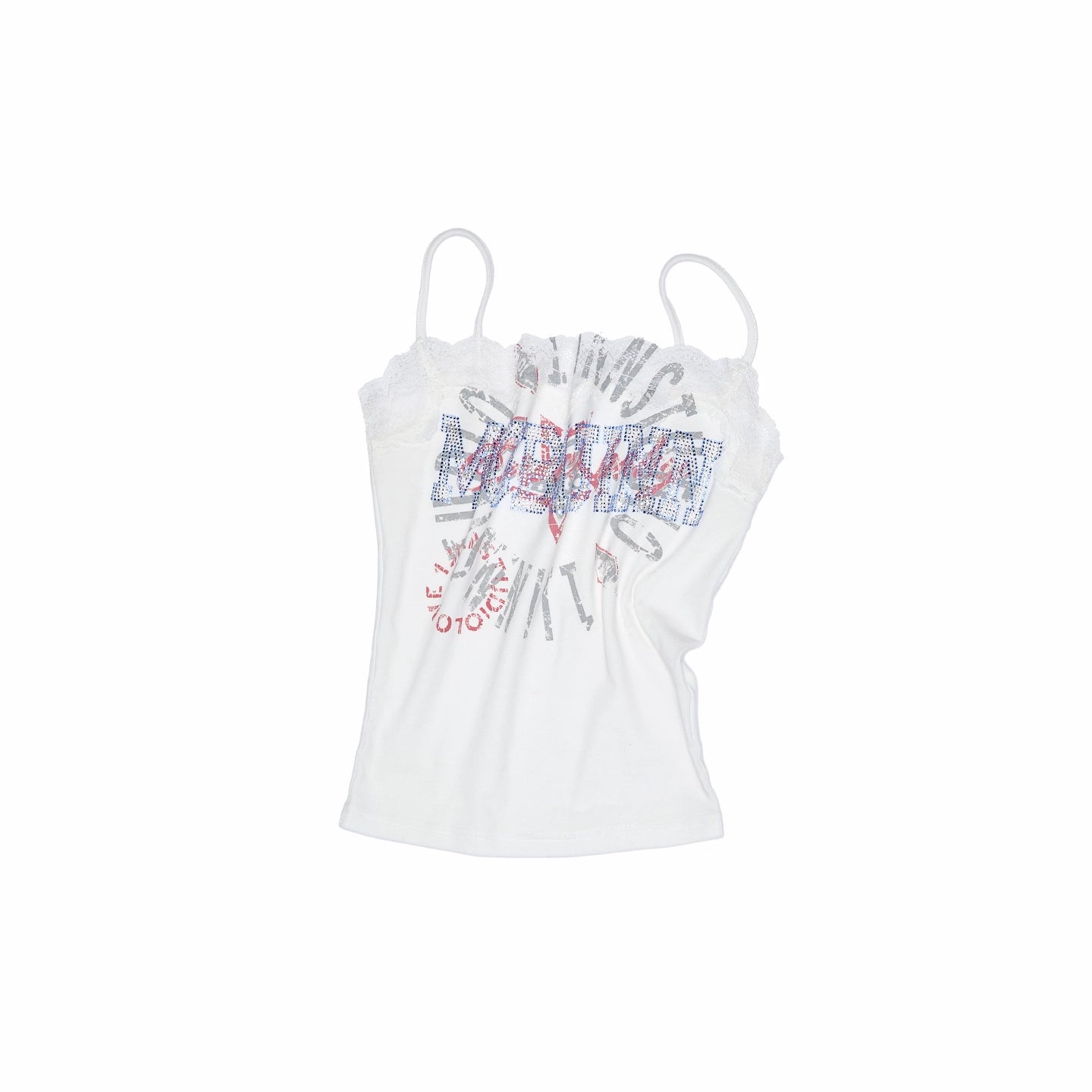 Lace Print Rhinestone Tank Top