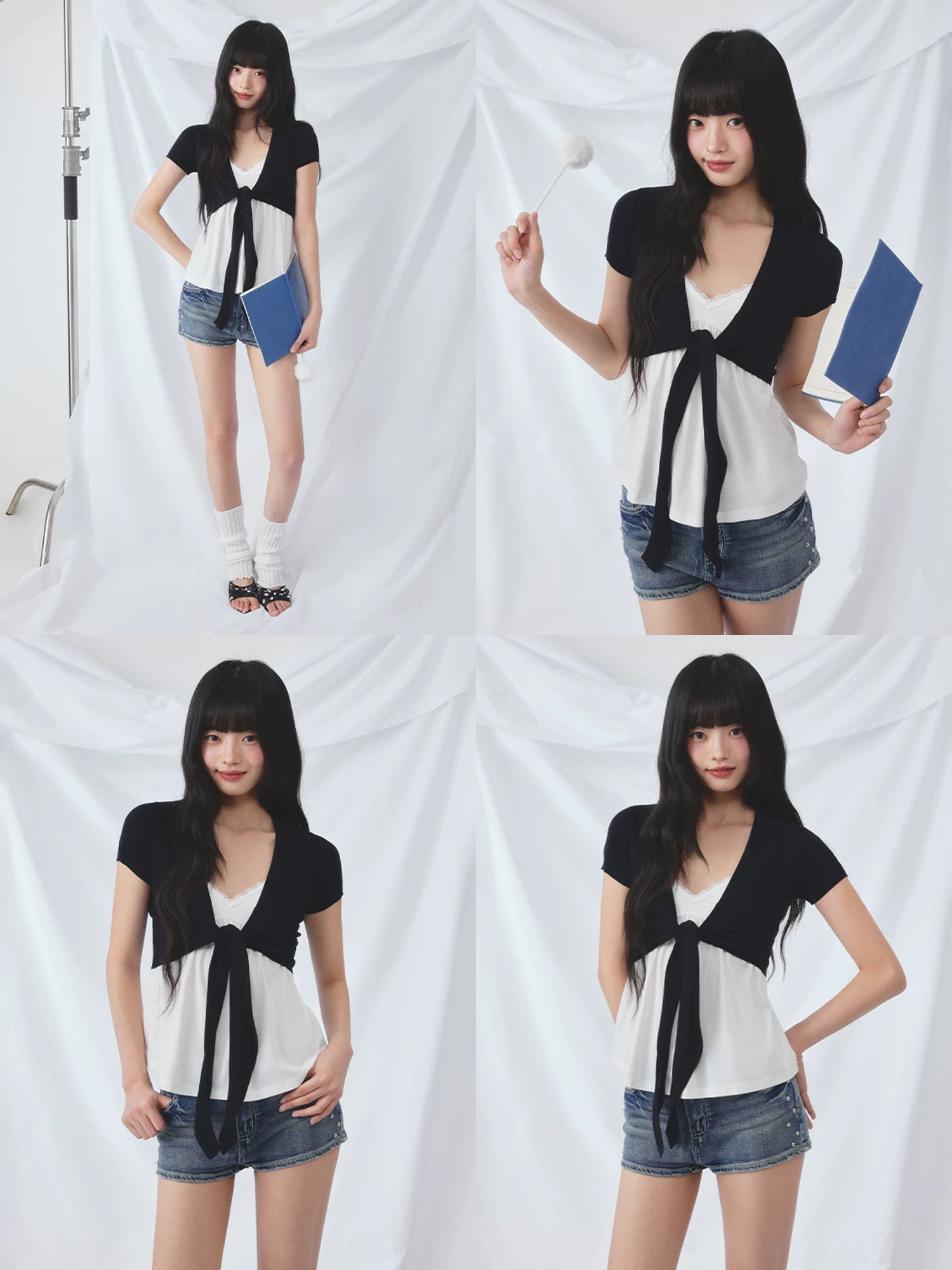 Tie Cardigan Camisole Set