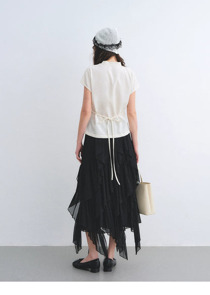 Black Ruffle Chiffon Skirt