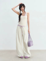Apricot Star Printed Wide-Leg Pants