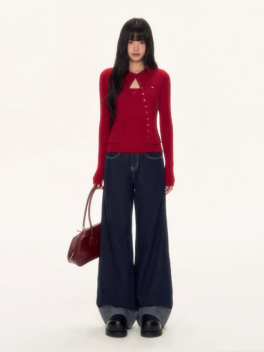 Red Knit Cardigan &amp; Vest Set