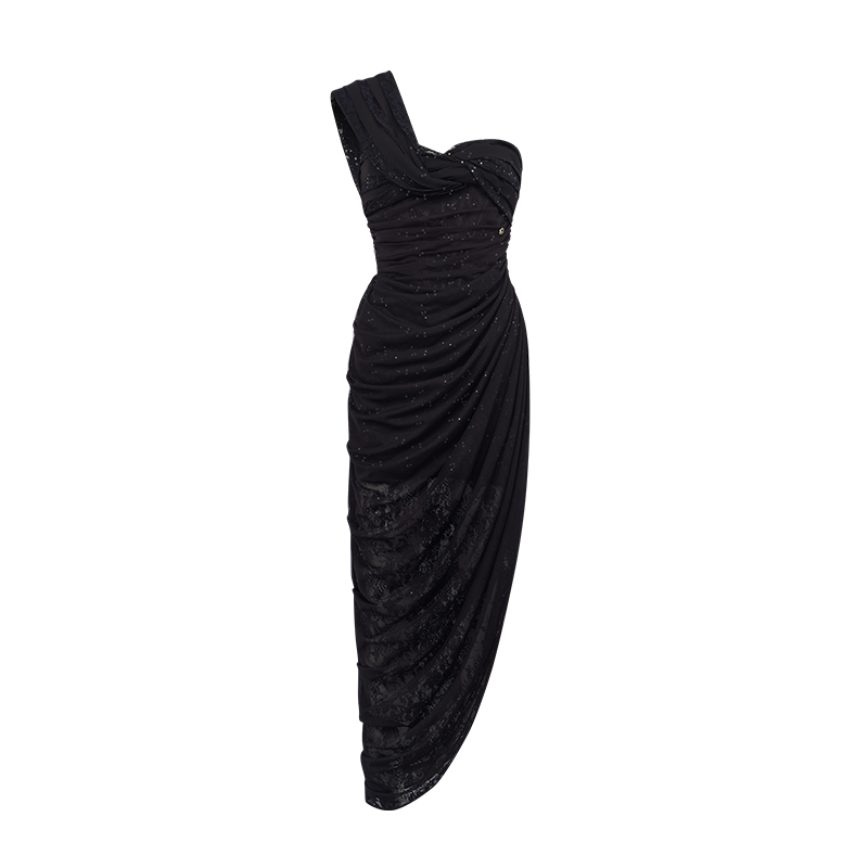 Lillian Lace Chiffon Mesh Knot Dress