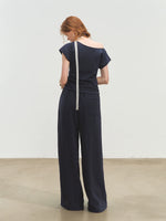 Draped Lazy Asymmetric Shoulder Convertible Top Set