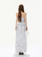 Gray Asymmetric Halter Top & Skirt Set