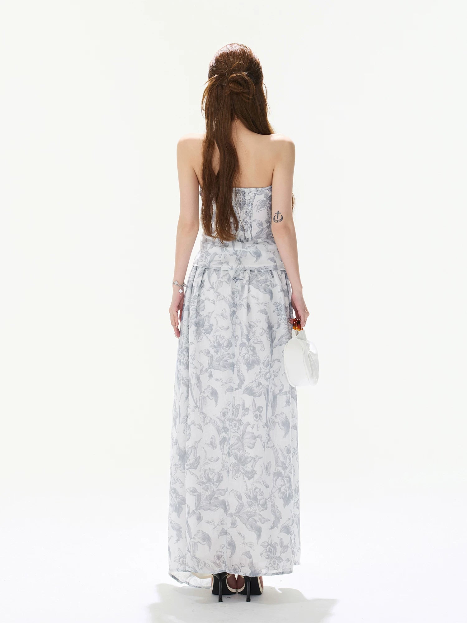 Gray Asymmetric Halter Top &amp; Skirt Set