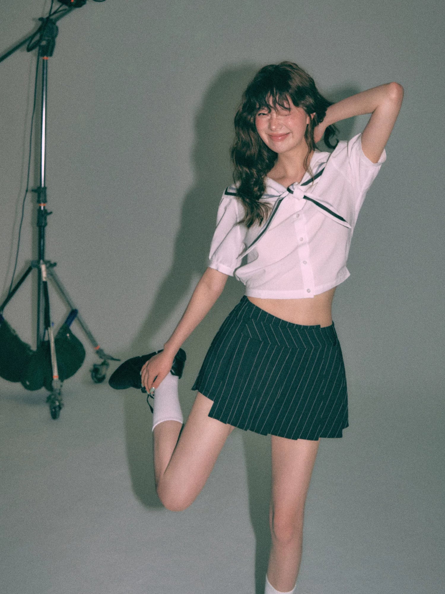 Striped Preppy Pleated Skort