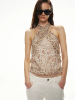 Leopard Chiffon Halter Top