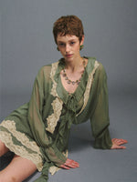 Moss Green Lace Layered Mini Dress