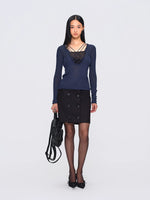 Viscose Hand-Threaded Mock-Layer Sweater