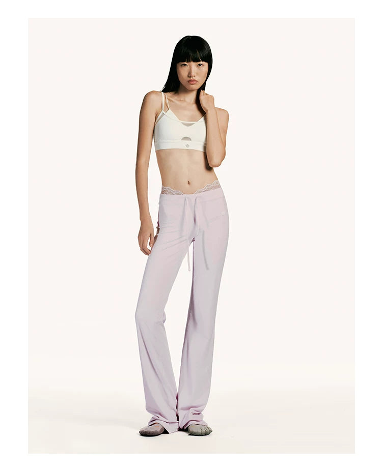 Quick-Dry Lace-Trim Stretch Pants