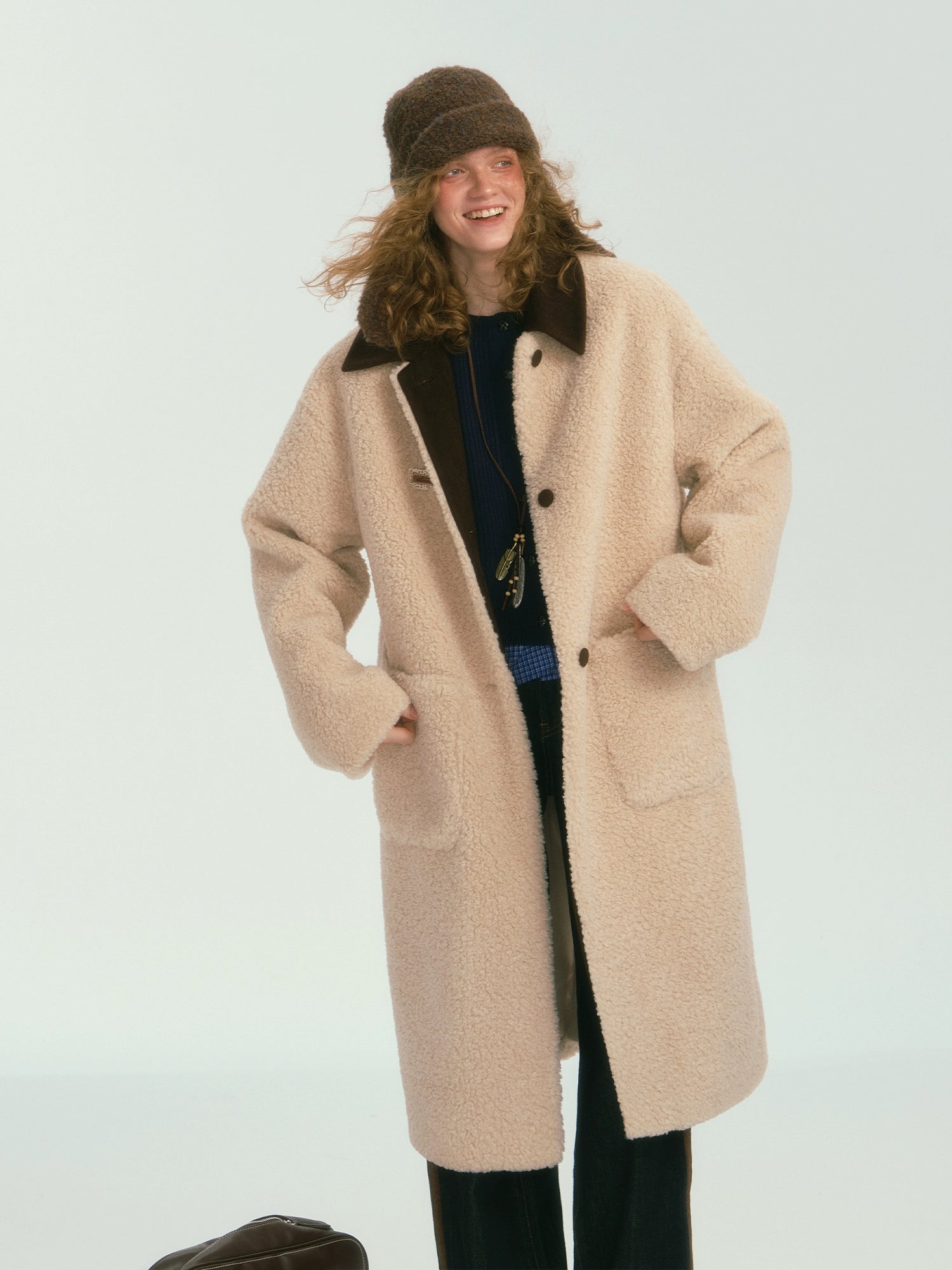 Colorblock Collar Sherpa Coat
