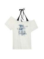 Dog Print Off-Shoulder Top