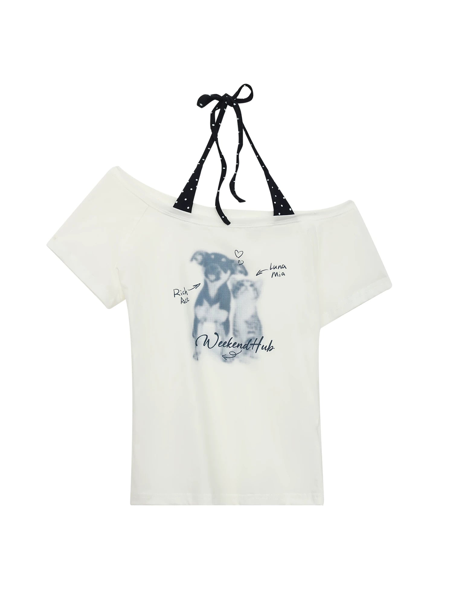 Dog Print Off-Shoulder Top