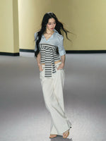 Striped Tie Spliced Shirt