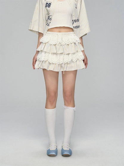 Striped Jersey Shirt Coat &amp; Skirt Set