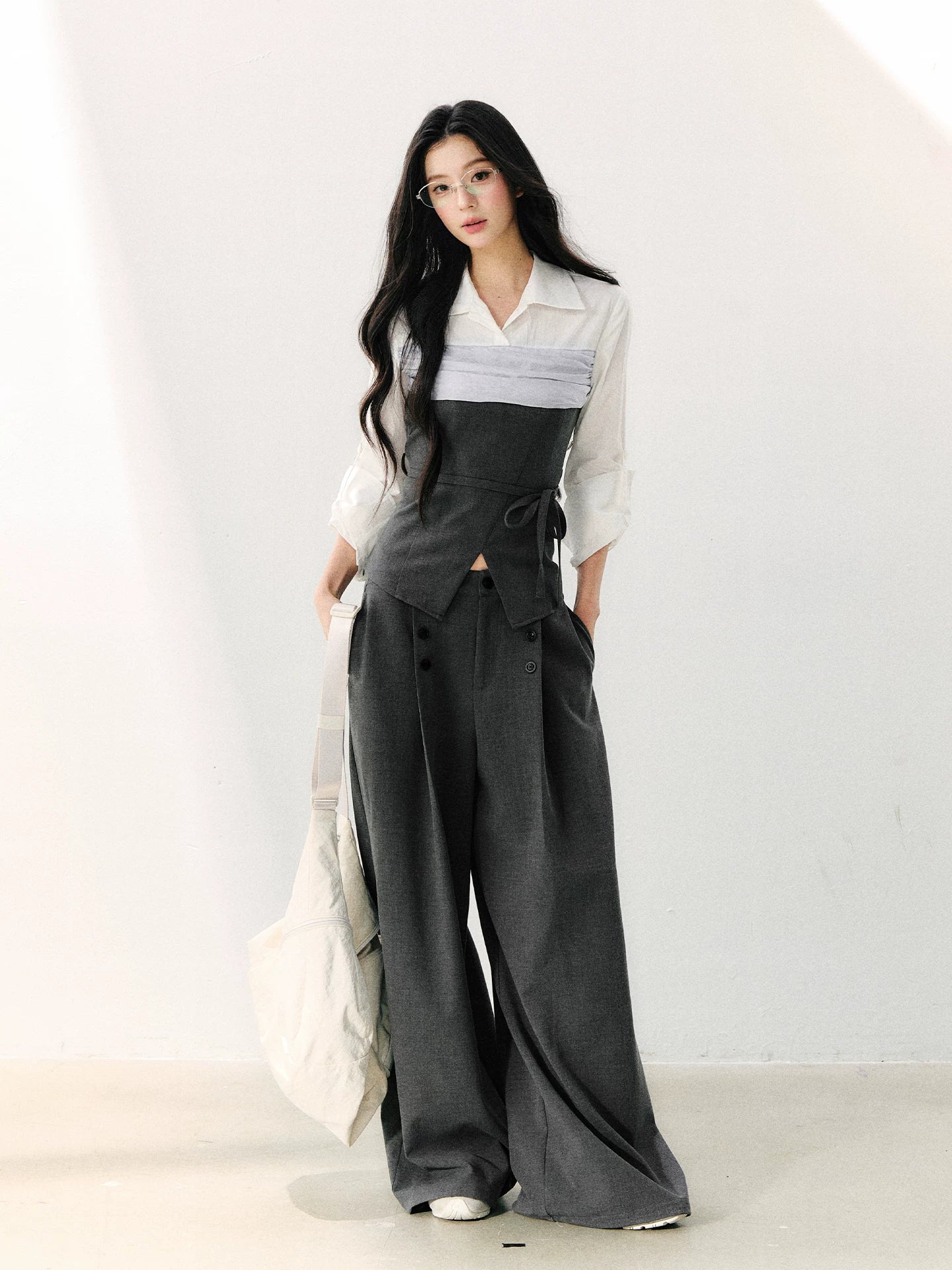 Gray Layered Tie Shirt