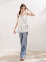 Floral Rhinestone Flared Jeans