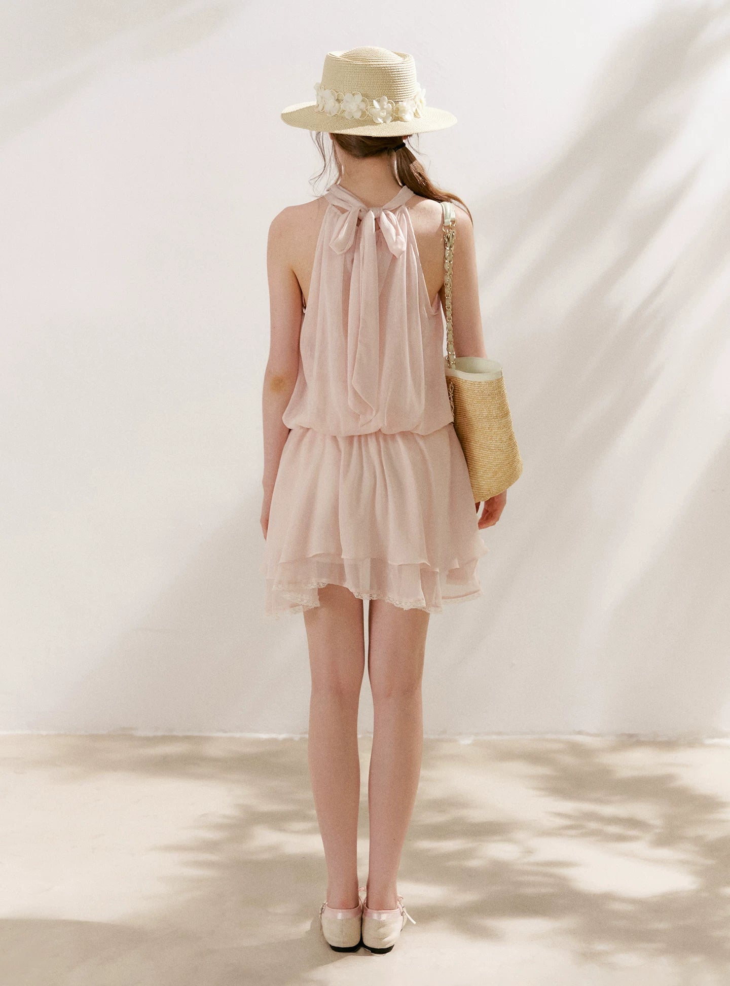 Chiffon Lace Halter Dress