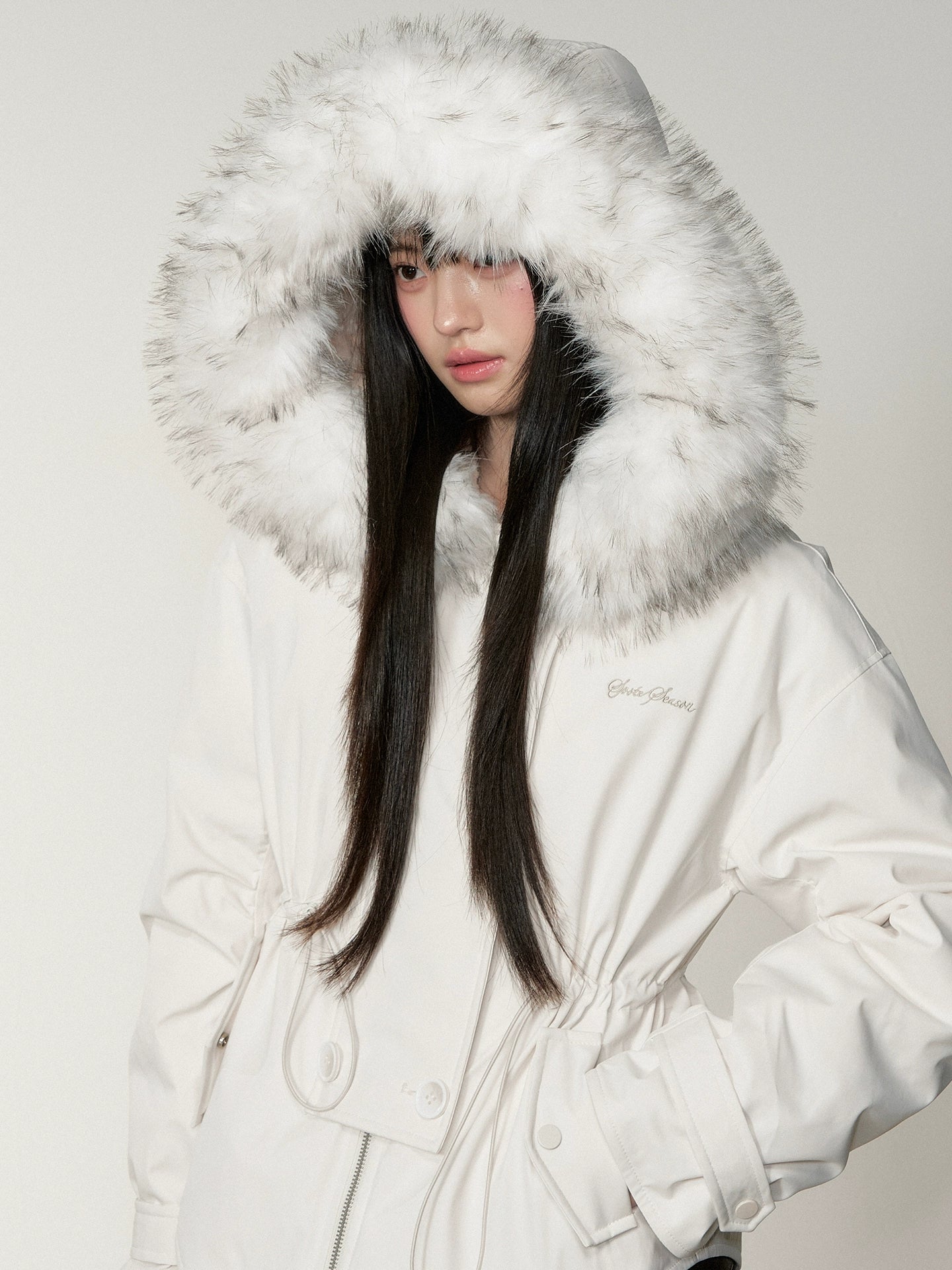 Faux Fur Collar Double-Breasted Down Parka