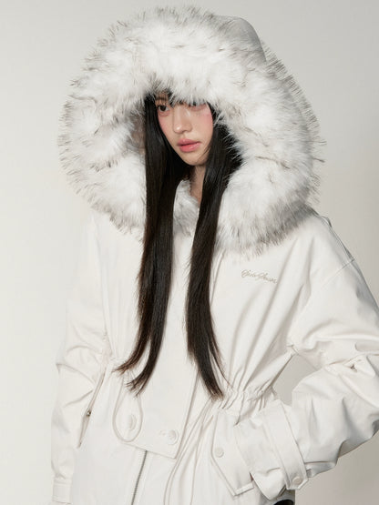 Faux Fur Collar Double-Breasted Down Parka