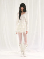 White Ruched Cami & Cardigan Set