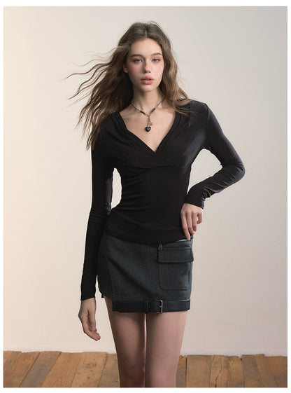 Asymmetric Hem Wool Blend Skirt