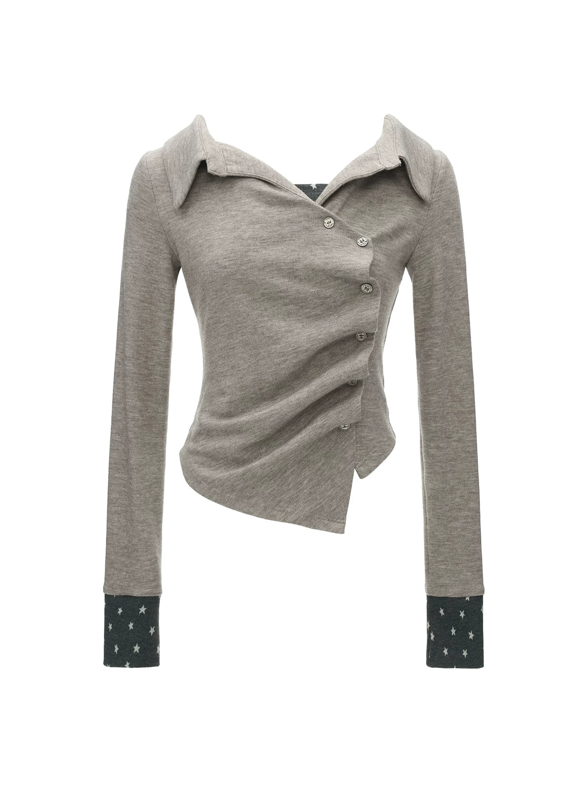 Star Pattern Layered Collar Top