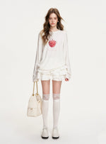 Apple Printed Bow Sequin T-Shirt
