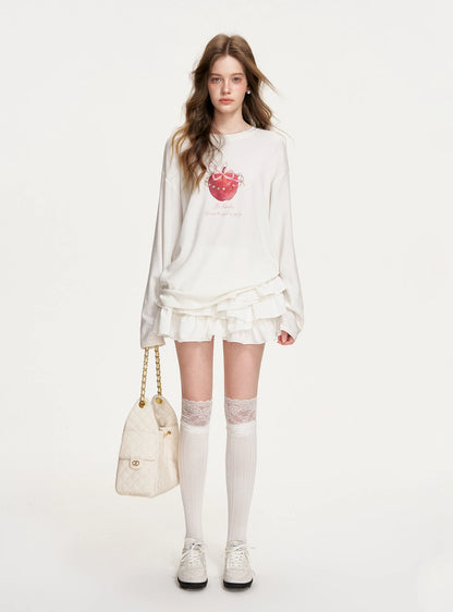 Apple Printed Bow Sequin T-Shirt
