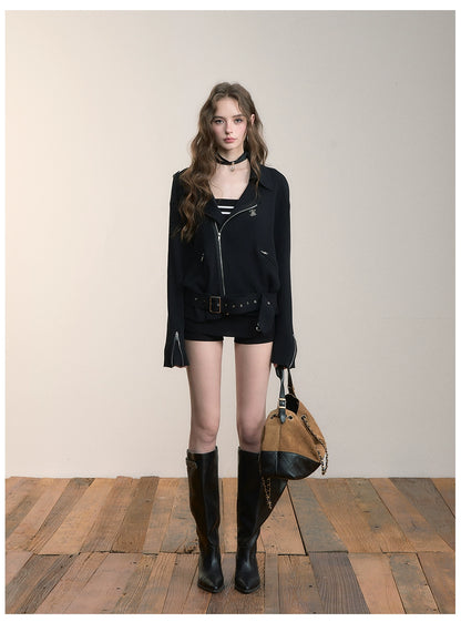 Black &amp; Off-white Heavy Zip Knit Jacket