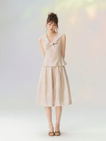 Sailor Collar Sleeveless Top & Pleated Skort Set