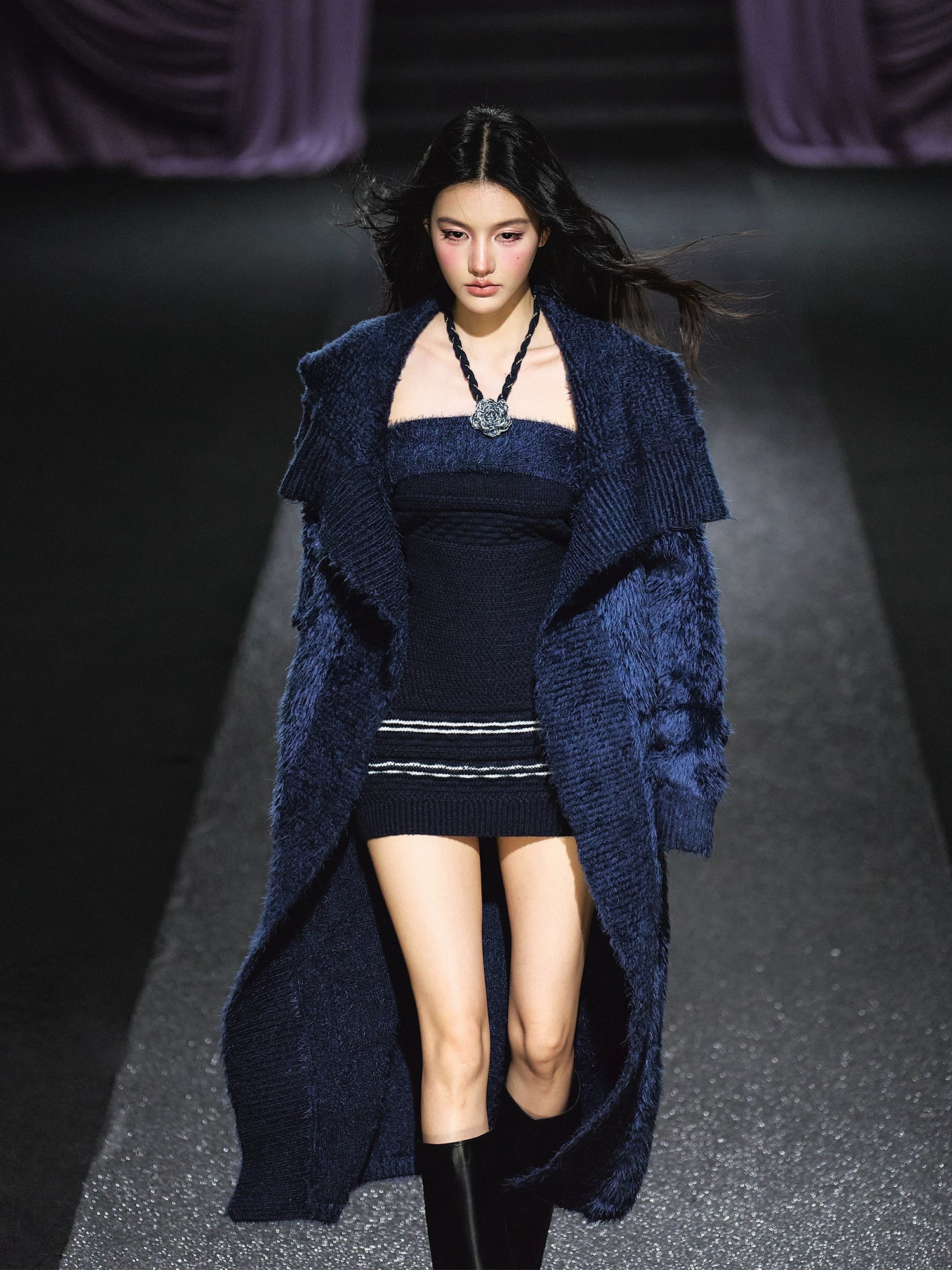 Knit Cardigan Colorblock Dress Set