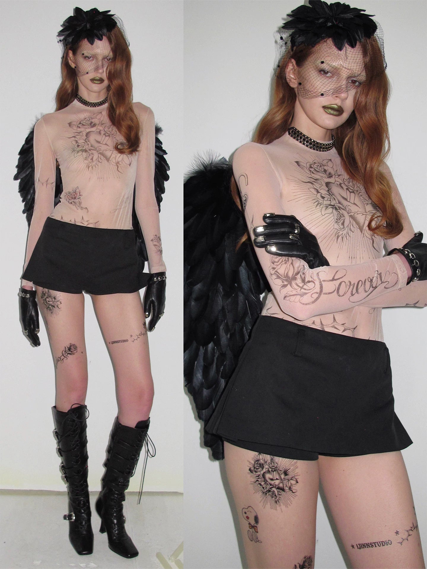 Tattoo Mesh Long Sleeve Top