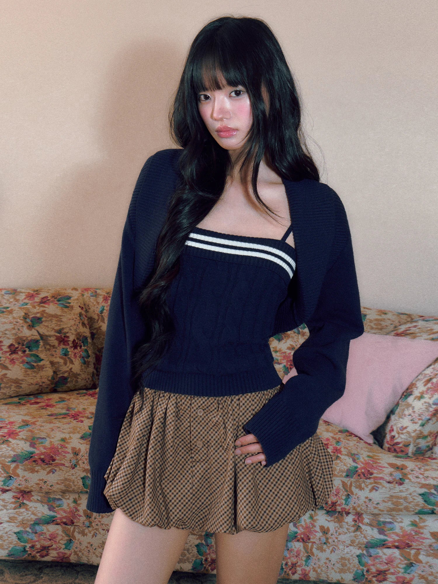 Navy Striped Knit Twinset
