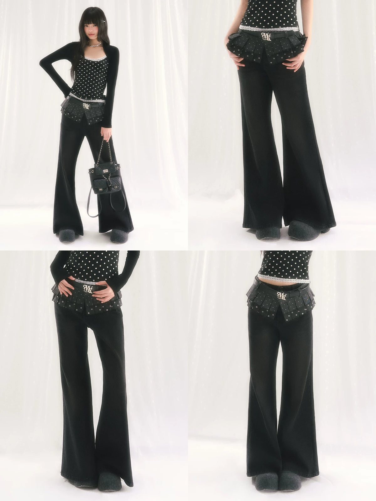 Black Detachable Flare Jeans