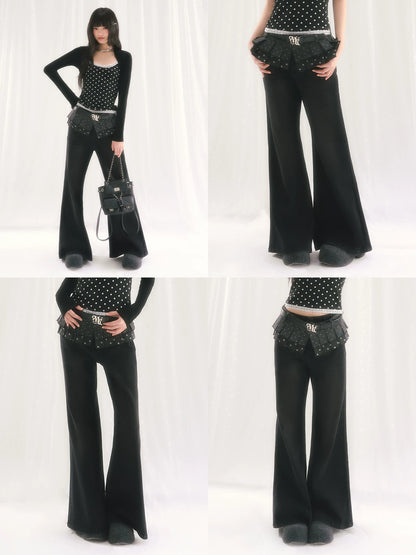 Black Detachable Flare Jeans