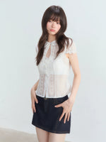 Eyelet Doll Collar Blouse & Skirt Set