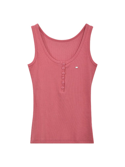 Pink U-neck Tank Top