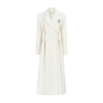 Waist-Tie Double-Breasted Wool Coat