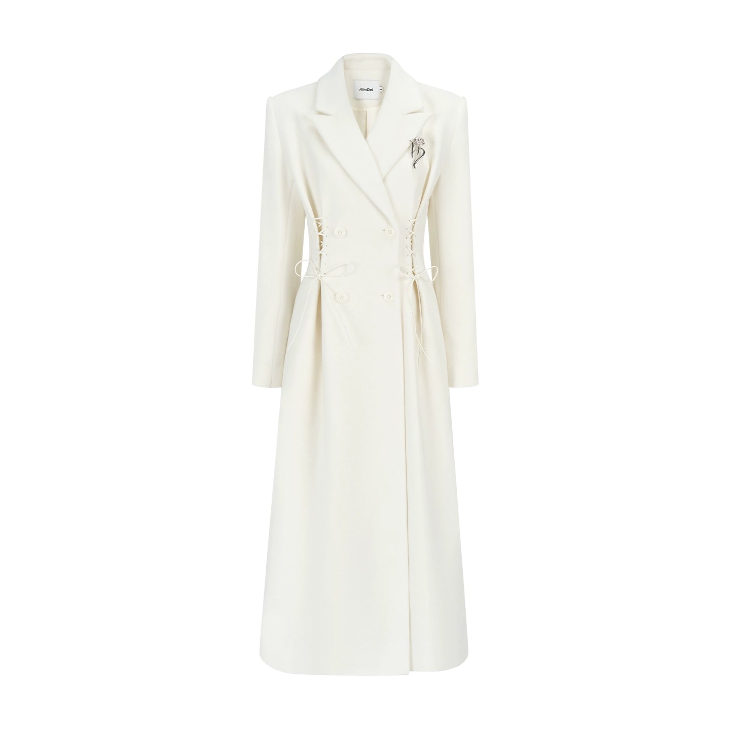 Waist-Tie Double-Breasted Wool Coat