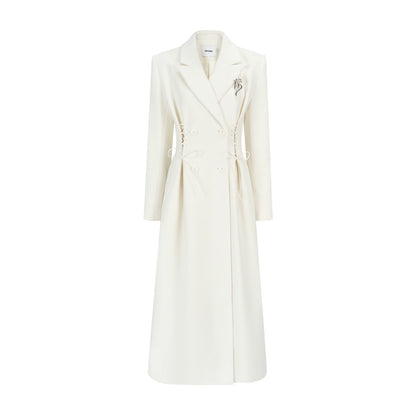 Waist-Tie Double-Breasted Wool Coat