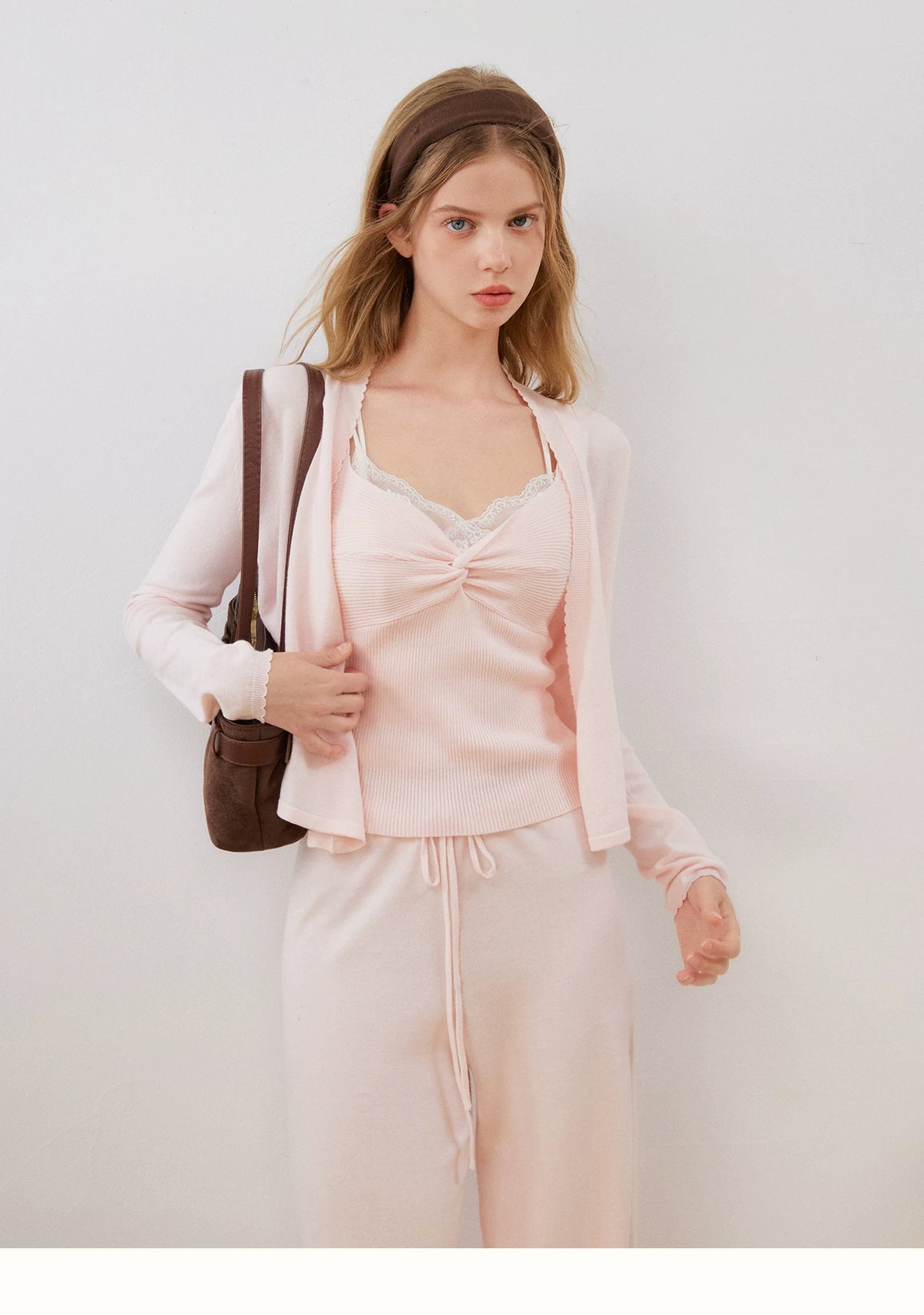 Knotted Wave Trim Knit Set