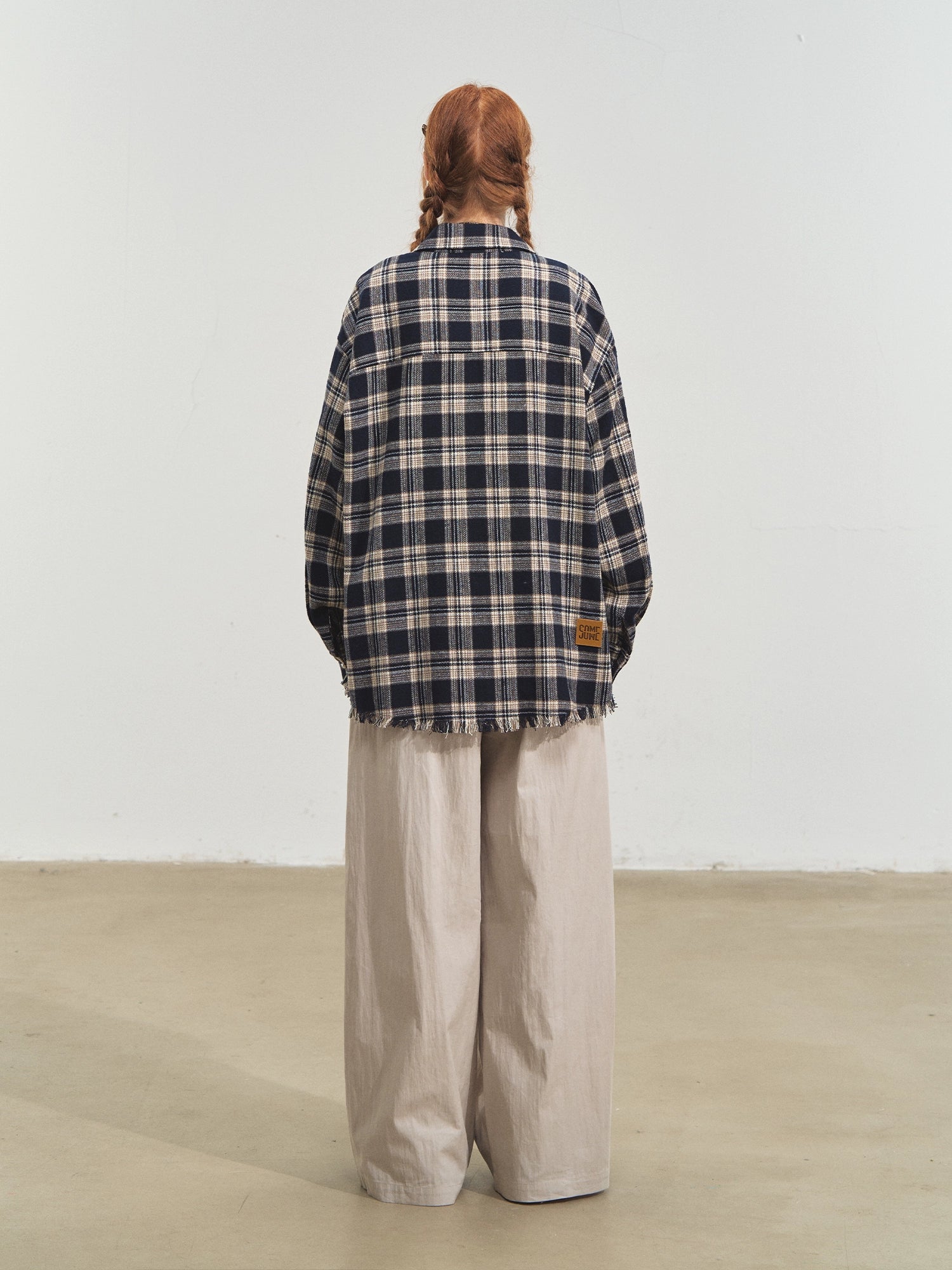 Blue &amp; Red Fringed Plaid Shirt