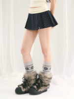 Contrast Waist Pleated Mini Skirt