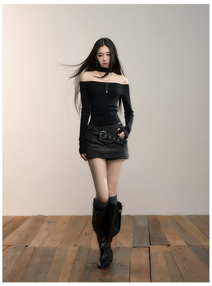 Rib Knit Off-Shoulder Two-Way Top